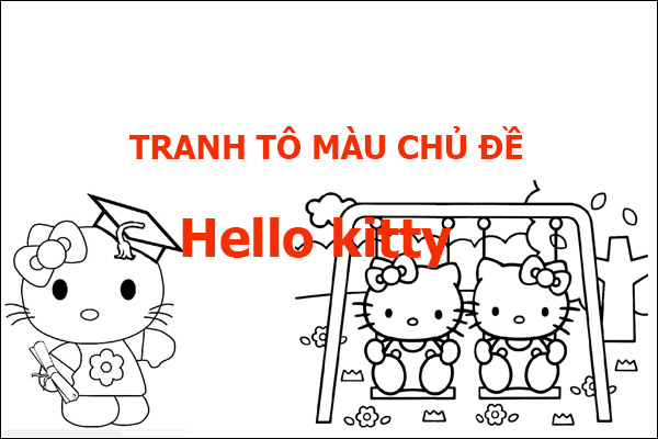 Tranh tô màu mèo Hello Kitty
