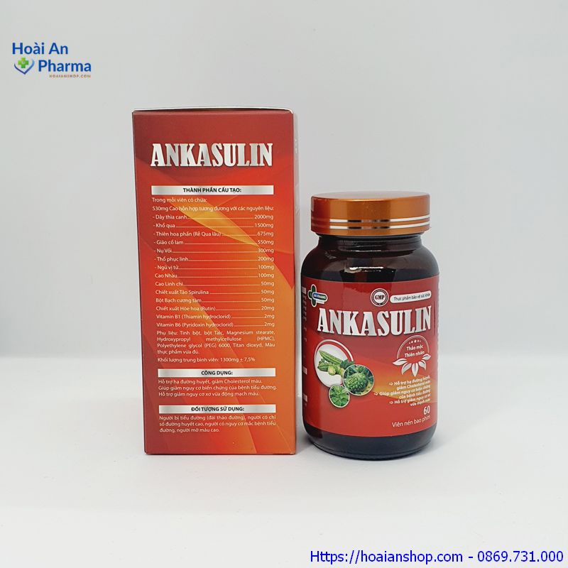 Ankasulin hỗ trợ hạ đường huyết giảm cholesterol điều trị tiểu đường