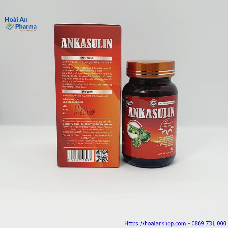 Ankasulin hỗ trợ hạ đường huyết giảm cholesterol điều trị tiểu đường