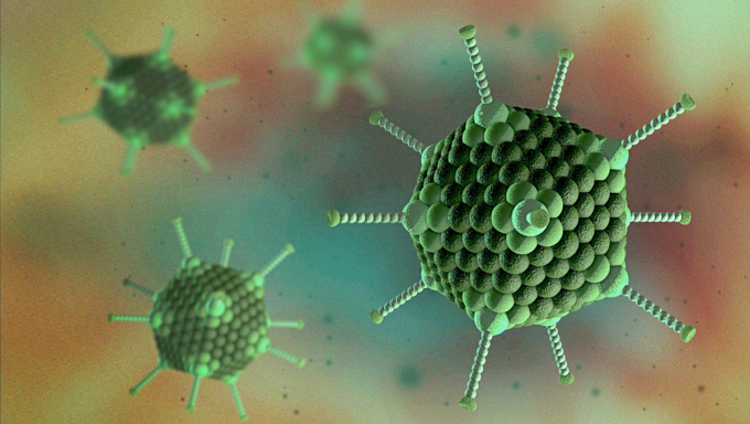 Hình ảnh dưới kính hiển vi điện tử mô phỏng adenovirus