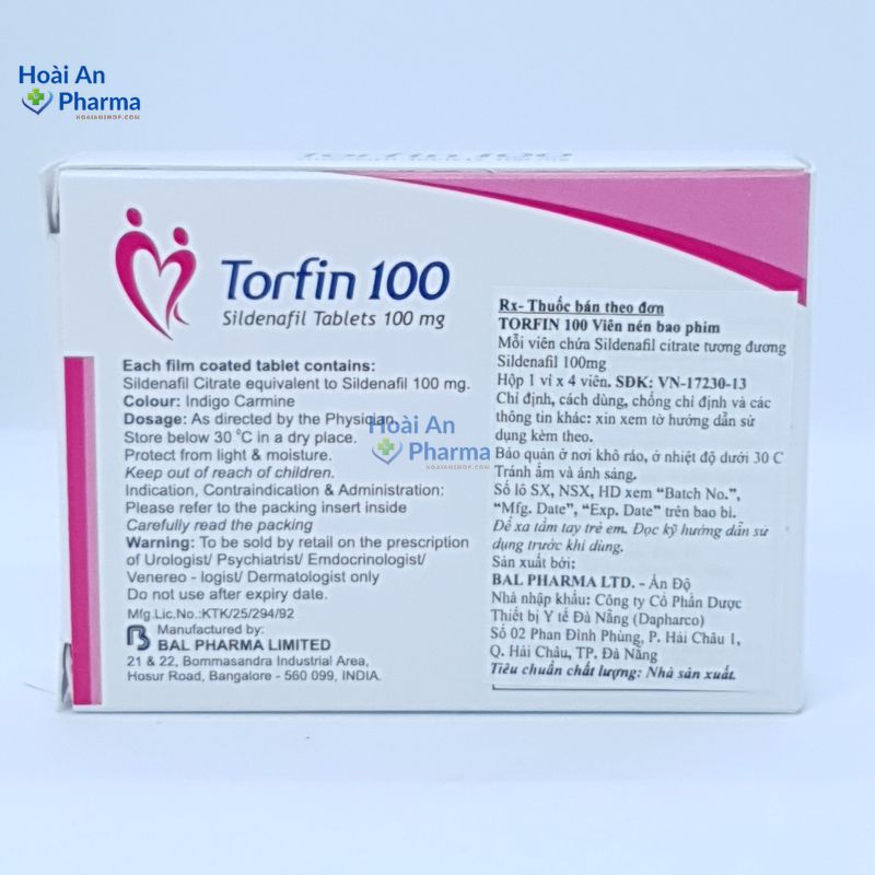 Công dụng thuốc Torfin 100 hộp 4 viên